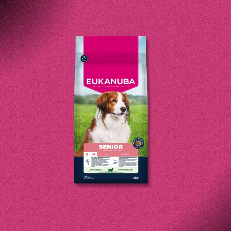 2x12kg Eukanuba Premium Nutrition Senior Small & Medium Breed Lamm & Reis