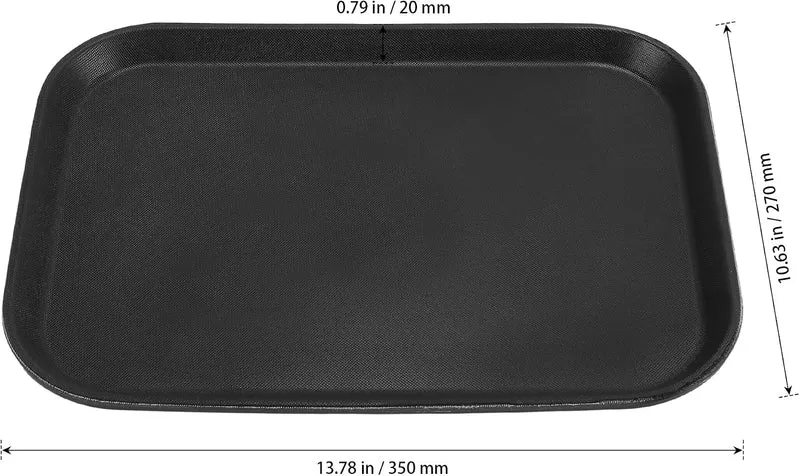 Serviertablett Rechteckig 4 Stück, 35 x 27 x 2 cm, Antirutsch Oberfläche Schwarz Rechteckig, Schwarz
