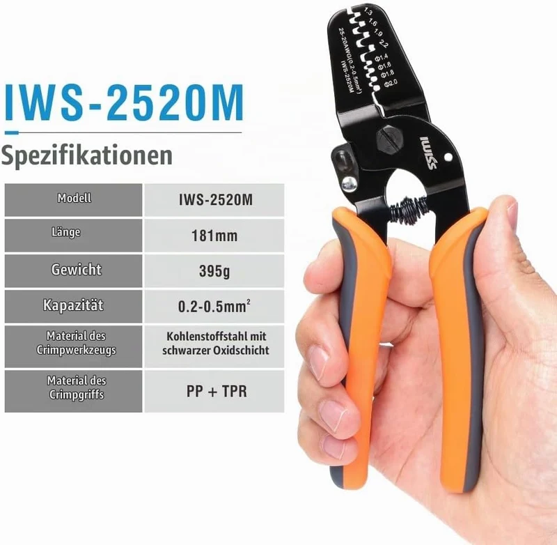 iCrimp IWS-2520M Mini Crimpzange Open Barrel 0,2–0,5 mm² JST Molex