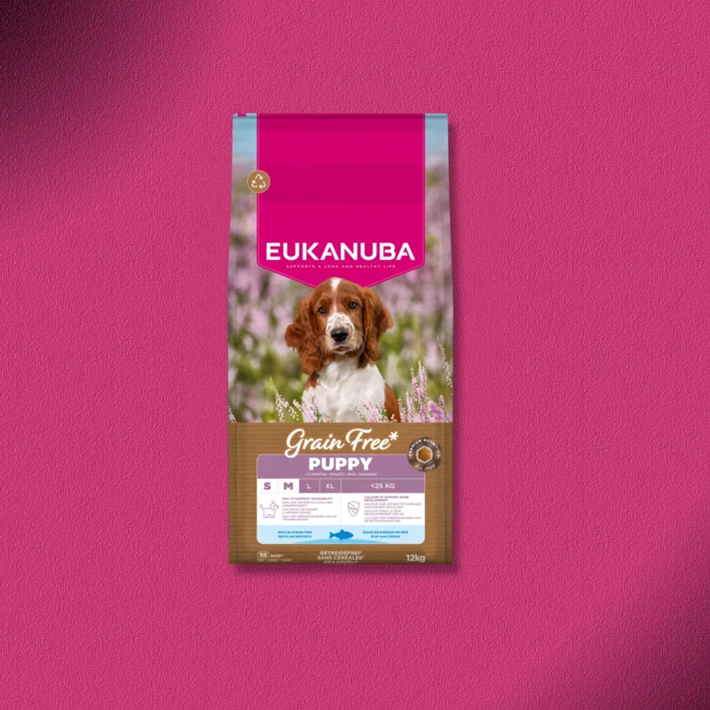 2x12kg Eukanuba Grain Free Puppy Small & Medium Breed Seefisch