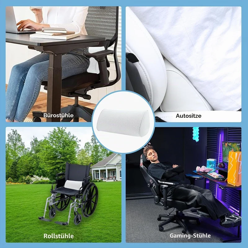 Lendenkissen Auto, Rückenkissen Leder, Ergonomische Lordosenstütze mit Memory Foam, Lendenwirbelkiss