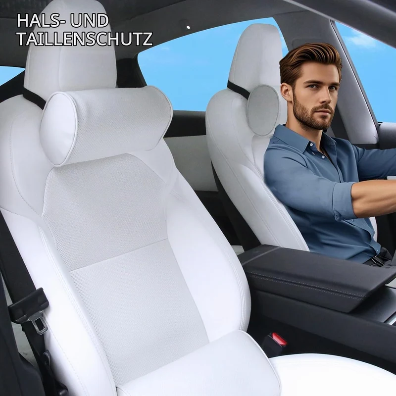 Lendenkissen Auto, Rückenkissen Leder, Ergonomische Lordosenstütze mit Memory Foam, Lendenwirbelkiss