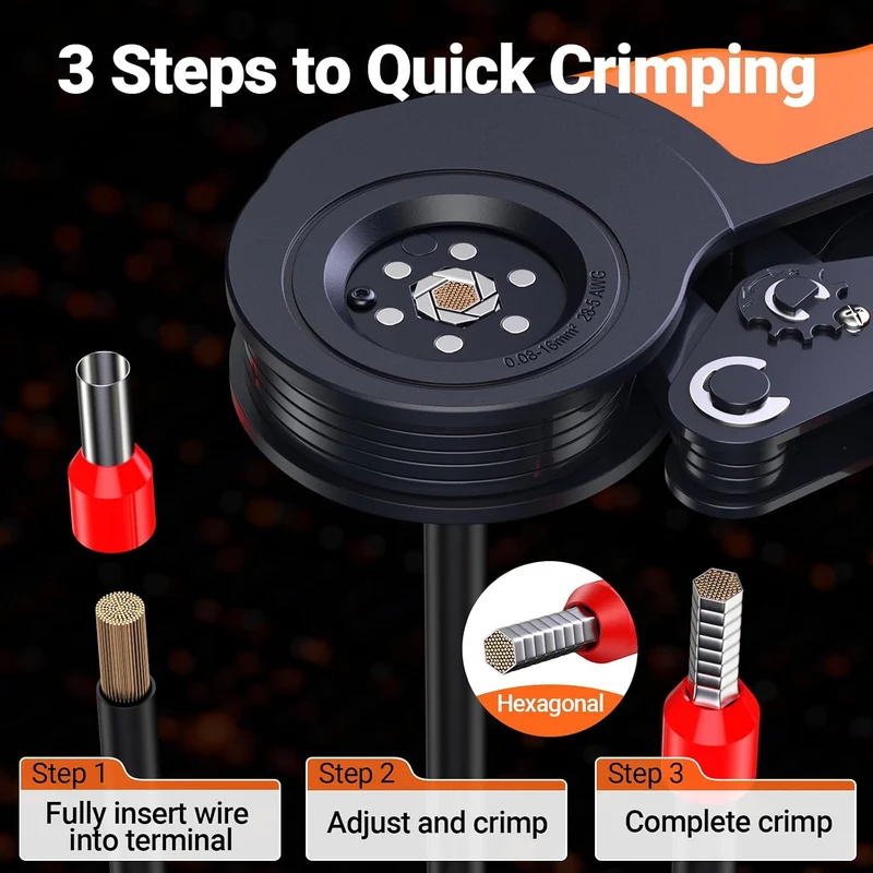 Preciva 0.08-16mm² Sechskant Crimpzange mit Aderendhülsen Set