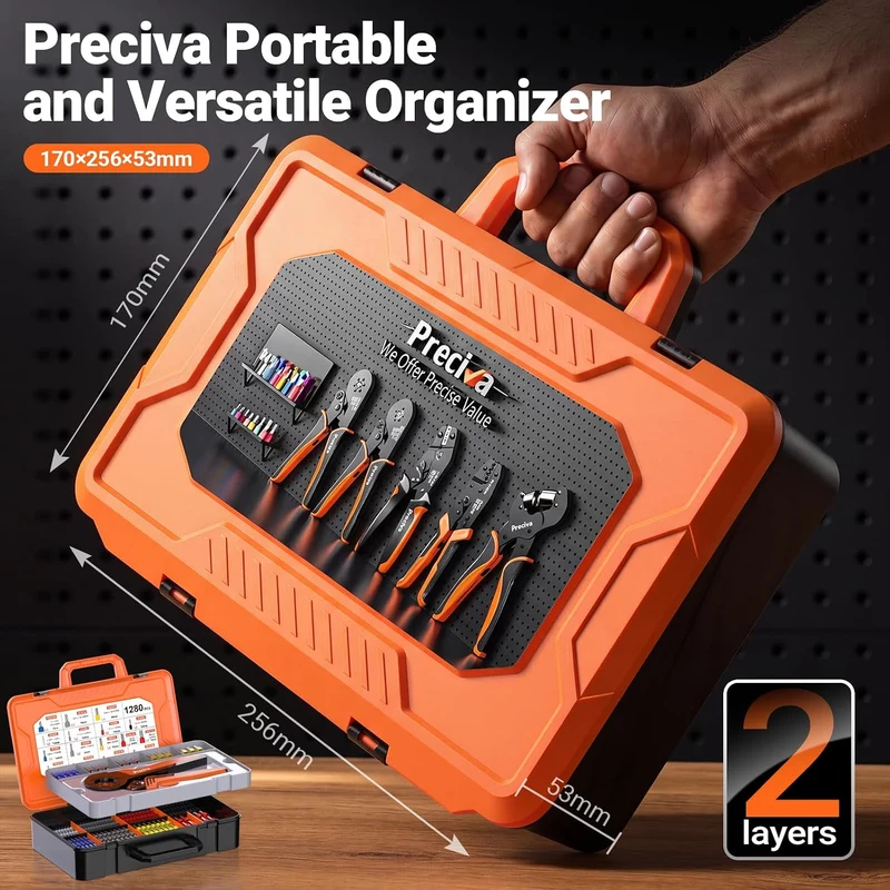 Preciva 0.08-16mm² Sechskant Crimpzange mit Aderendhülsen Set