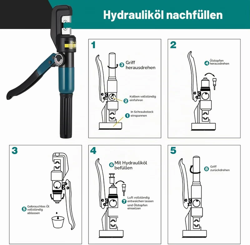 Hydraulische Crimpzange 4-70mm² Hydraulische Kabelschuhzange Blau 10 Tonnen Blau, 10 Tonnen Blau