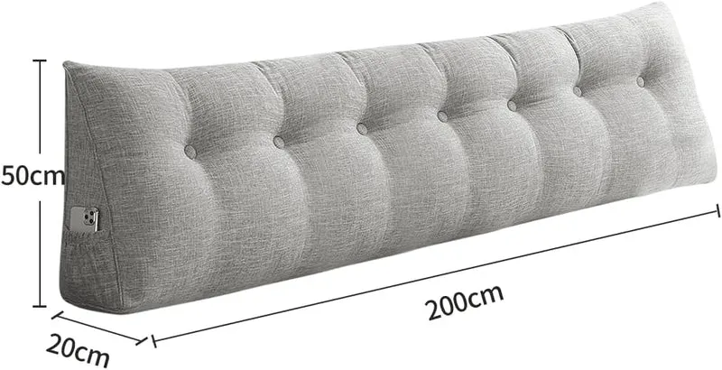Rückenkissen 200 cm Breit - Lesekissen für Bett und Sofa Keilkissen Rückenpolster Kissen mit Waschba