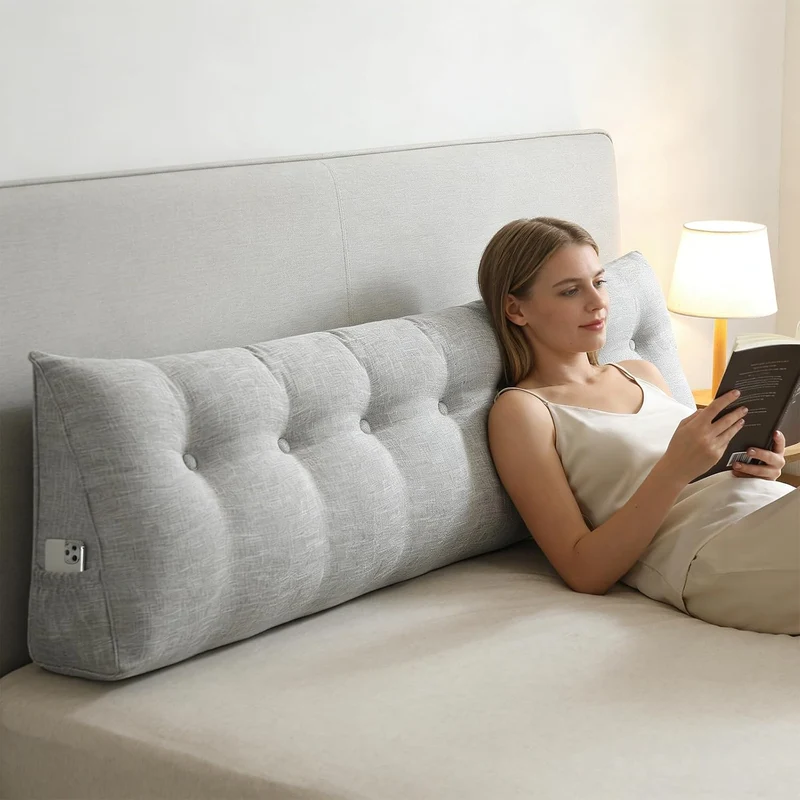 Rückenkissen 200 cm Breit - Lesekissen für Bett und Sofa Keilkissen Rückenpolster Kissen mit Waschba