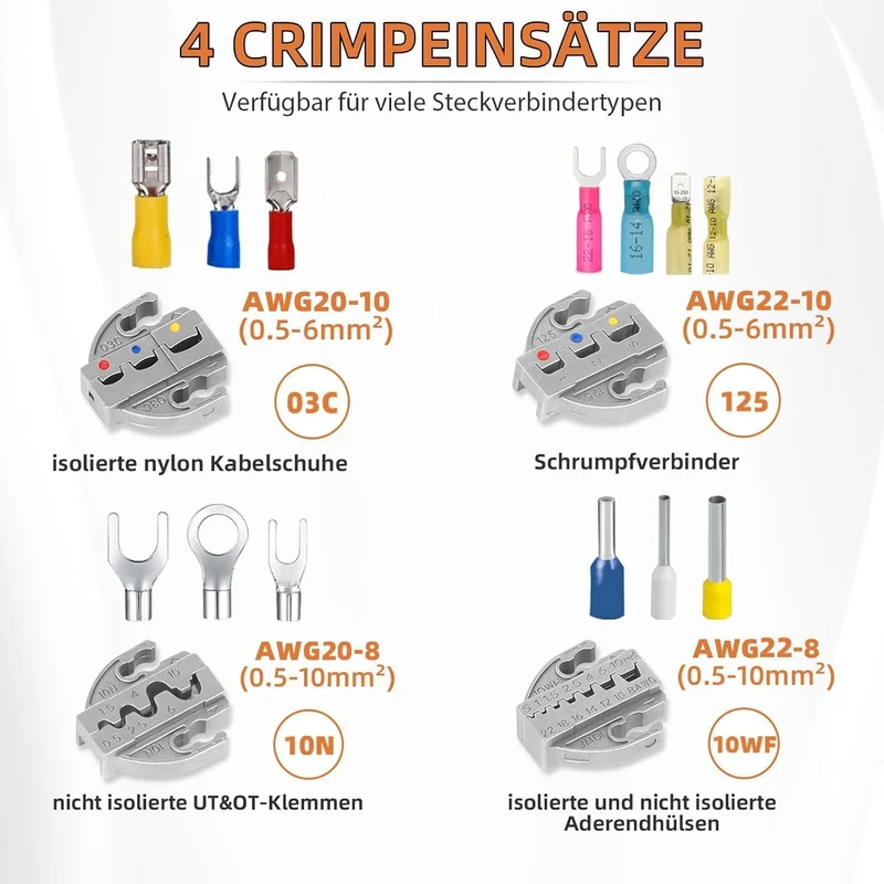 KF CPTEC Crimpzangen-Set 5-tlg. mit Wechselbacken für Kabelschuhe 5 Stück, 5 Stück