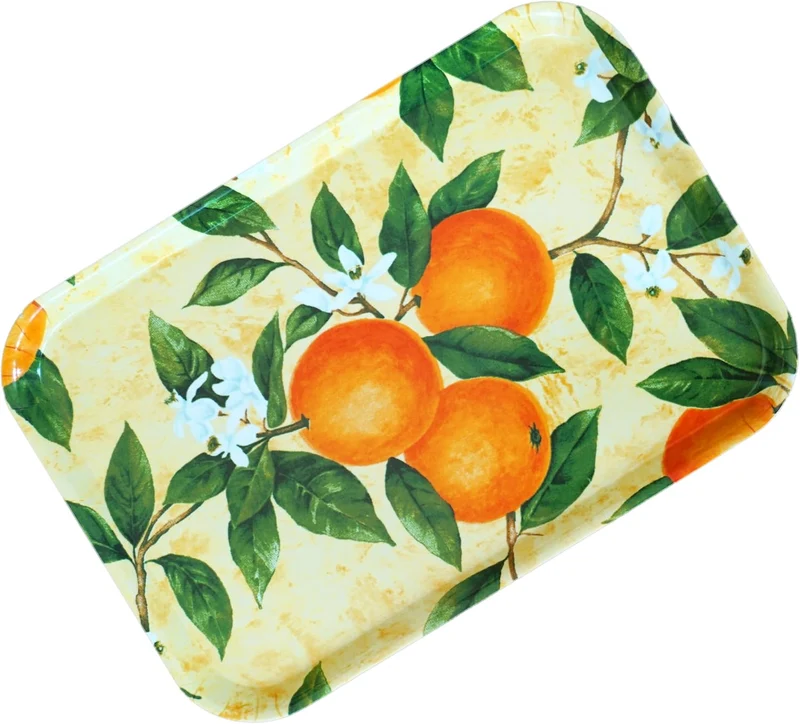 Lashuma Serviertablett Tablett modern, Deko Tablett mit Orangen 38x26 cm 38 x 26 x 3 cm Orangenhain,