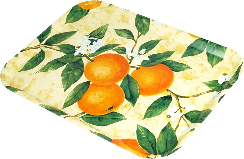 Lashuma Serviertablett Tablett modern, Deko Tablett mit Orangen 38x26 cm 38 x 26 x 3 cm Orangenhain,