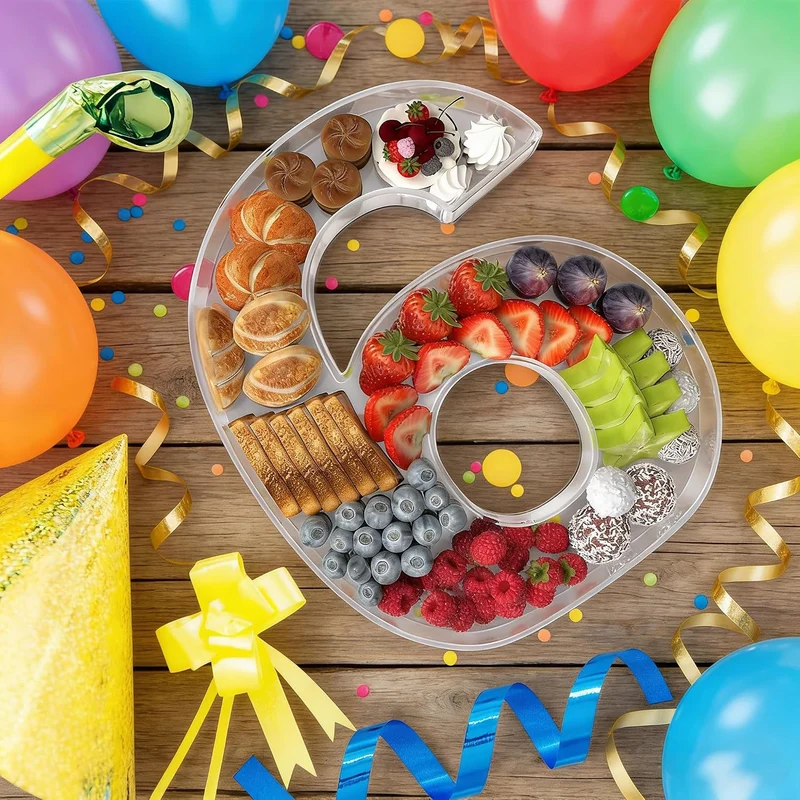 Acryl Zahlen Charcuterie-Tablett befüllbare Zahlen-Charcuterie-Box für Lebensmittel Nummer Kuchen Bo