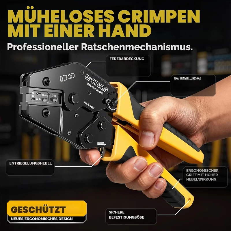 DxCRIMP Crimpzange Set für Schrumpfverbinder - 20 Typen 0,25-6,0mm² Stossverbindern, Lötverbinder &