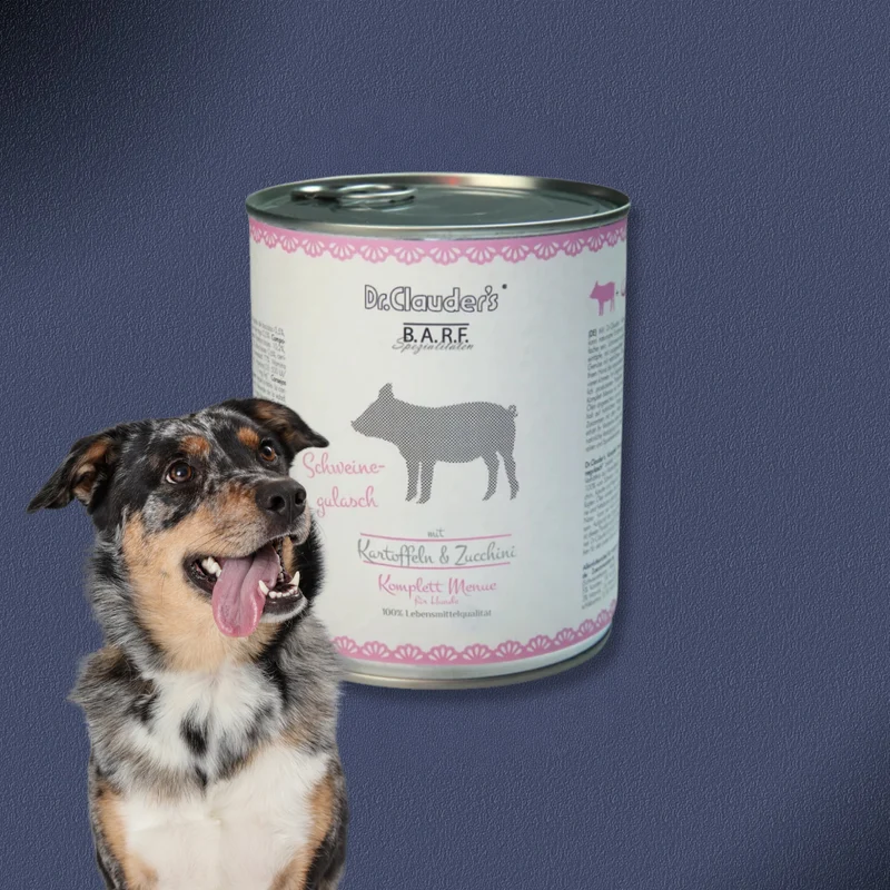 30x800g Dr.Clauder's B.A.R.F. Komplett Menue Schweinegulasch