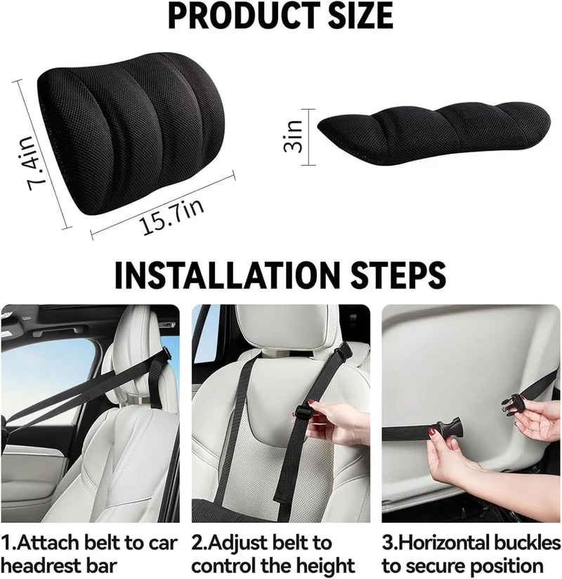 Lordosenstütze Auto Memory Foam mit verstellbarem Gurt für Büro und Zuhause