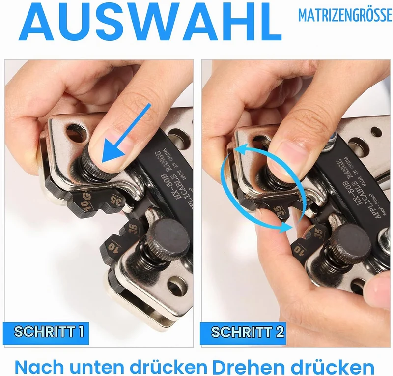 Solsop Batteriekabelschuh Crimpzange Set 6-50mm² mit Kabelschneider 6-50mm² Set, 6-50mm² Set