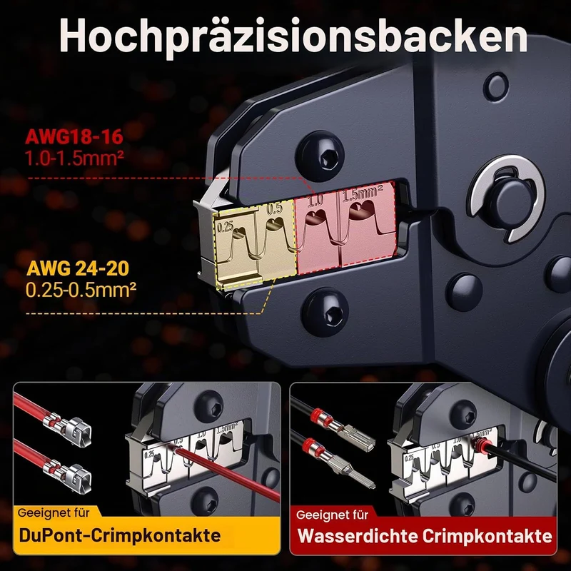Preciva DuPont JST Crimpzange Set & Wasserdicht Kfz Stecker, 0,25–1,5 mm², Crimpzange Set