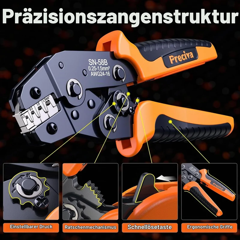 Preciva DuPont JST Crimpzange Set & Wasserdicht Kfz Stecker, 0,25–1,5 mm², Crimpzange Set
