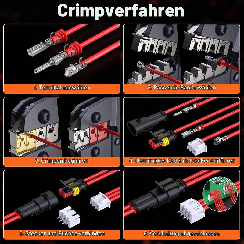Preciva DuPont JST Crimpzange Set & Wasserdicht Kfz Stecker, 0,25–1,5 mm², Crimpzange Set