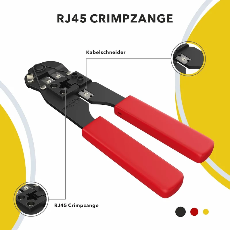 RedStar24 Netzwerk-Werkzeugset 4-in-1 mit 10x CAT 7 RJ45 Stecker – RJ45 Crimpzange, LSA Auflegewerkz