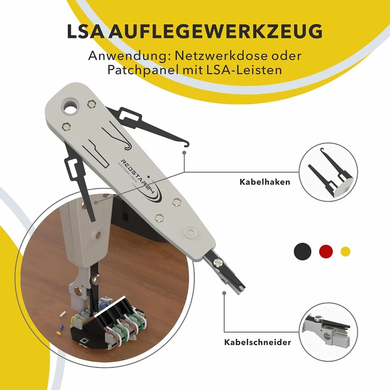 RedStar24 Netzwerk-Werkzeugset 4-in-1 mit 10x CAT 7 RJ45 Stecker – RJ45 Crimpzange, LSA Auflegewerkz