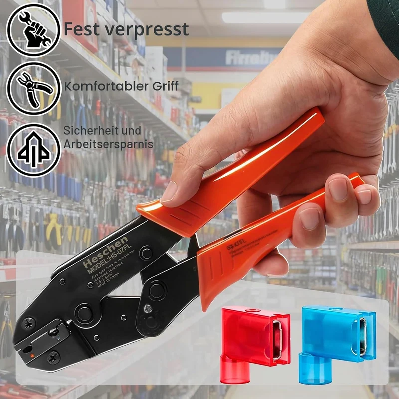 Heschen Ratschen-Crimpzange, HS-07FL, Flaggenweibliche Schnelltrenner, Crimpzange, Verwendung für 1,
