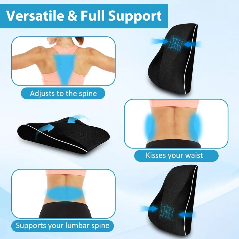 Memory Foam Rückenkissen ergonomisch mit Thermoregulierung & Gurten