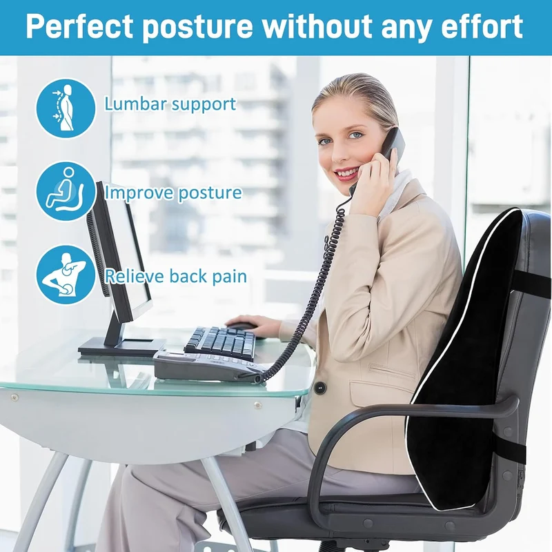 Memory Foam Rückenkissen ergonomisch mit Thermoregulierung & Gurten