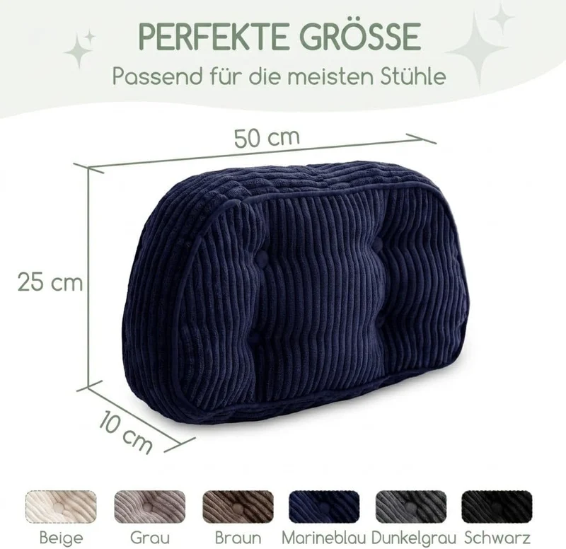 HIGOGOGO Lordosenstützkissen für Relaxsessel/Polstersessel/Sofa/Bürostuhl, gepolstertes Cord-Rückenk
