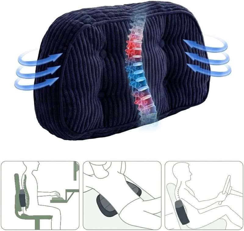 HIGOGOGO Lordosenstützkissen für Relaxsessel/Polstersessel/Sofa/Bürostuhl, gepolstertes Cord-Rückenk