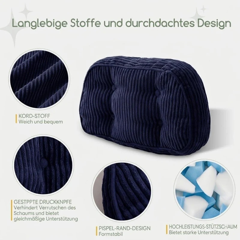 HIGOGOGO Lordosenstützkissen für Relaxsessel/Polstersessel/Sofa/Bürostuhl, gepolstertes Cord-Rückenk