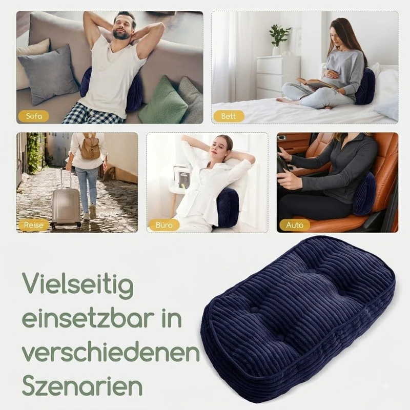 HIGOGOGO Lordosenstützkissen für Relaxsessel/Polstersessel/Sofa/Bürostuhl, gepolstertes Cord-Rückenk