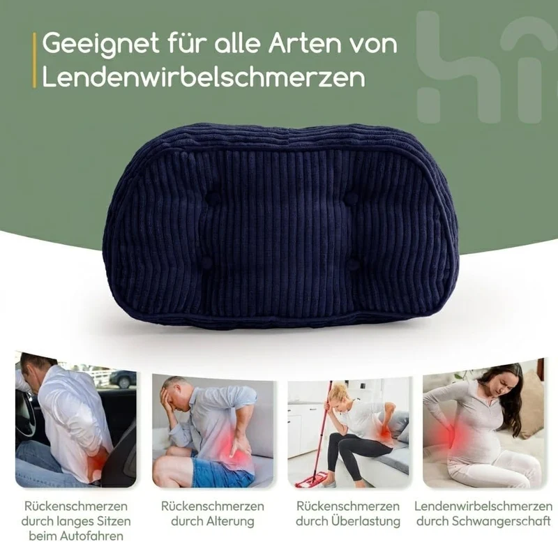 HIGOGOGO Lordosenstützkissen für Relaxsessel/Polstersessel/Sofa/Bürostuhl, gepolstertes Cord-Rückenk
