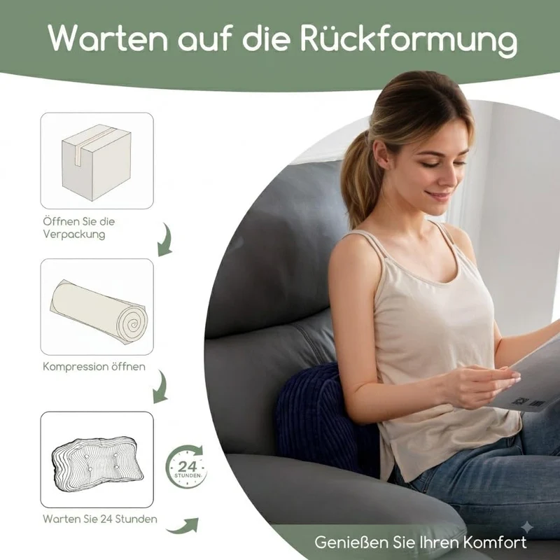 HIGOGOGO Lordosenstützkissen für Relaxsessel/Polstersessel/Sofa/Bürostuhl, gepolstertes Cord-Rückenk