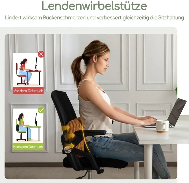 HIGOGOGO Lordosenstützkissen für Relaxsessel/Polstersessel/Sofa/Bürostuhl, gepolstertes Cord-Rückenk
