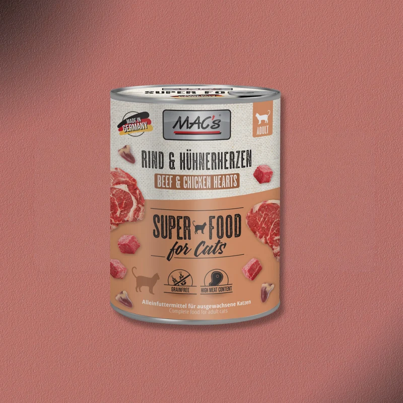 6x800g MAC's Cat Rind & Hühnerherzen