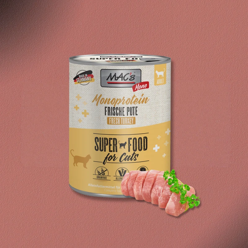 6x800g MAC's Cat Monoprotein frische Pute