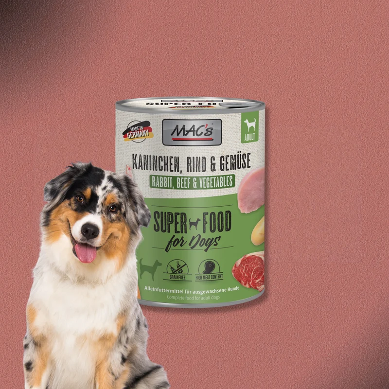 6 x 800g MAC's Dog Kaninchen, Rind & Gemüse