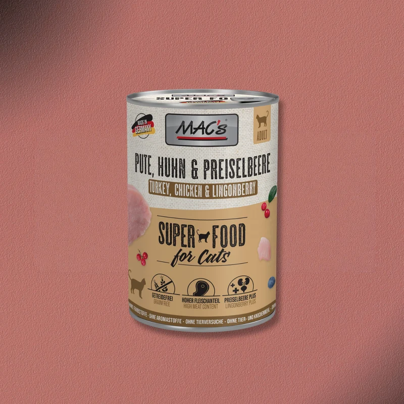 6x400g MAC's Cat Pute, Huhn & Preiselbeere
