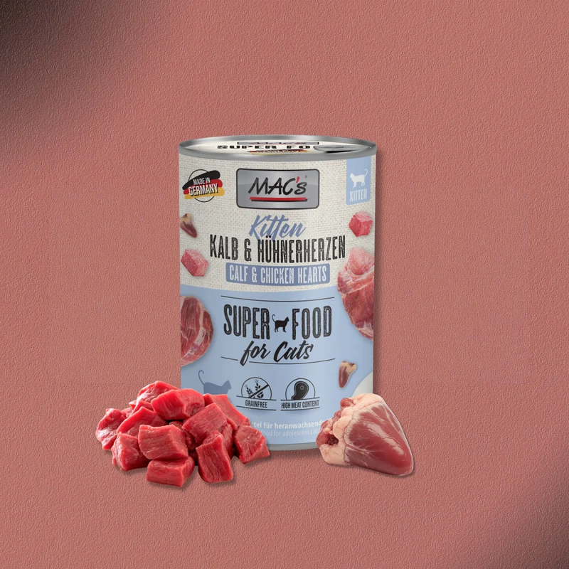 6x400g MAC's Cat Kitten Kalb & Hühnerherzen
