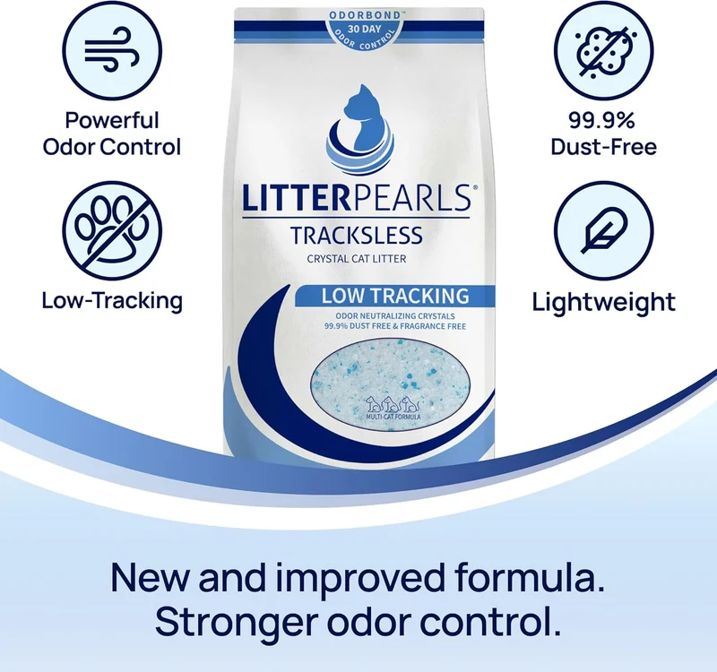 Litter Pearls Trackless Silikat Katzenstreu 4X 1,8kg Pack | Silica ODORBOND 30-Tage Geruchskontrolle