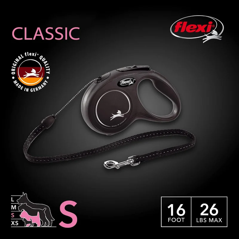 Flexi Classic Roll-Hundeleine (Seil), ergonomisch, langlebig und verhedderungsfrei, für Hunde bis zu