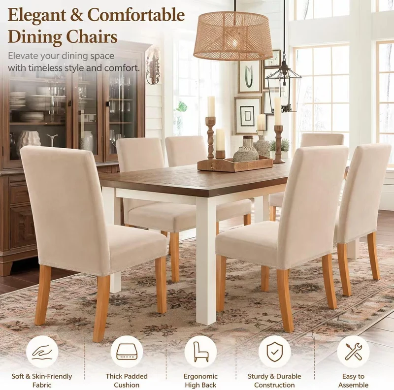 Morwealth 4er 6er Set Stuhlhussen, Stuhlbezug für Esszimmer Waschbar Samt Stretch Stuhl hussen Unive