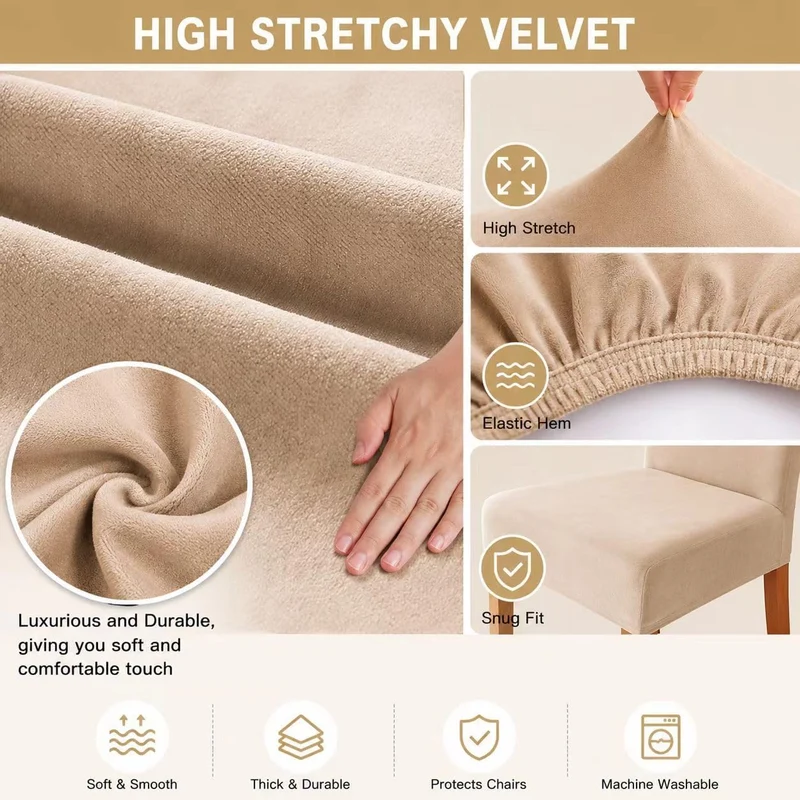 Morwealth 4er 6er Set Stuhlhussen, Stuhlbezug für Esszimmer Waschbar Samt Stretch Stuhl hussen Unive
