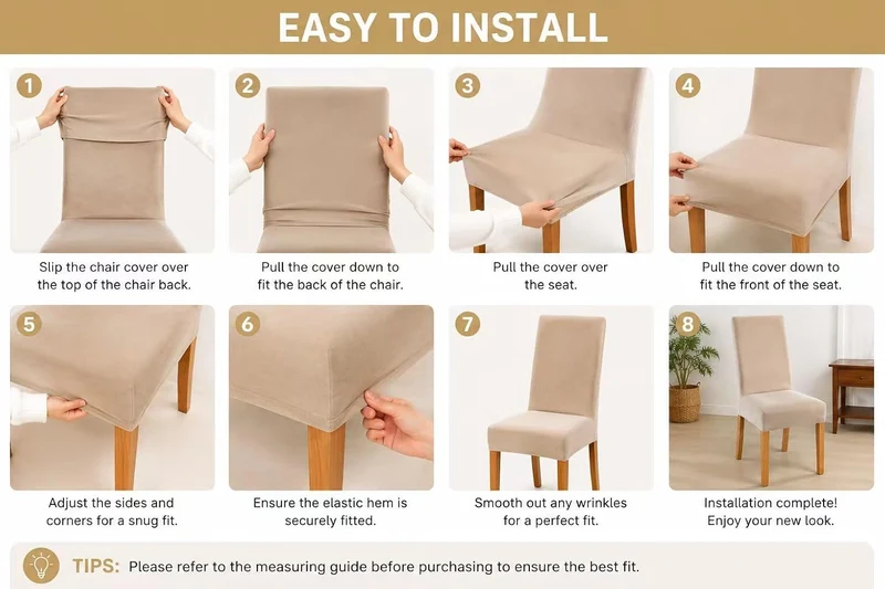 Morwealth 4er 6er Set Stuhlhussen, Stuhlbezug für Esszimmer Waschbar Samt Stretch Stuhl hussen Unive