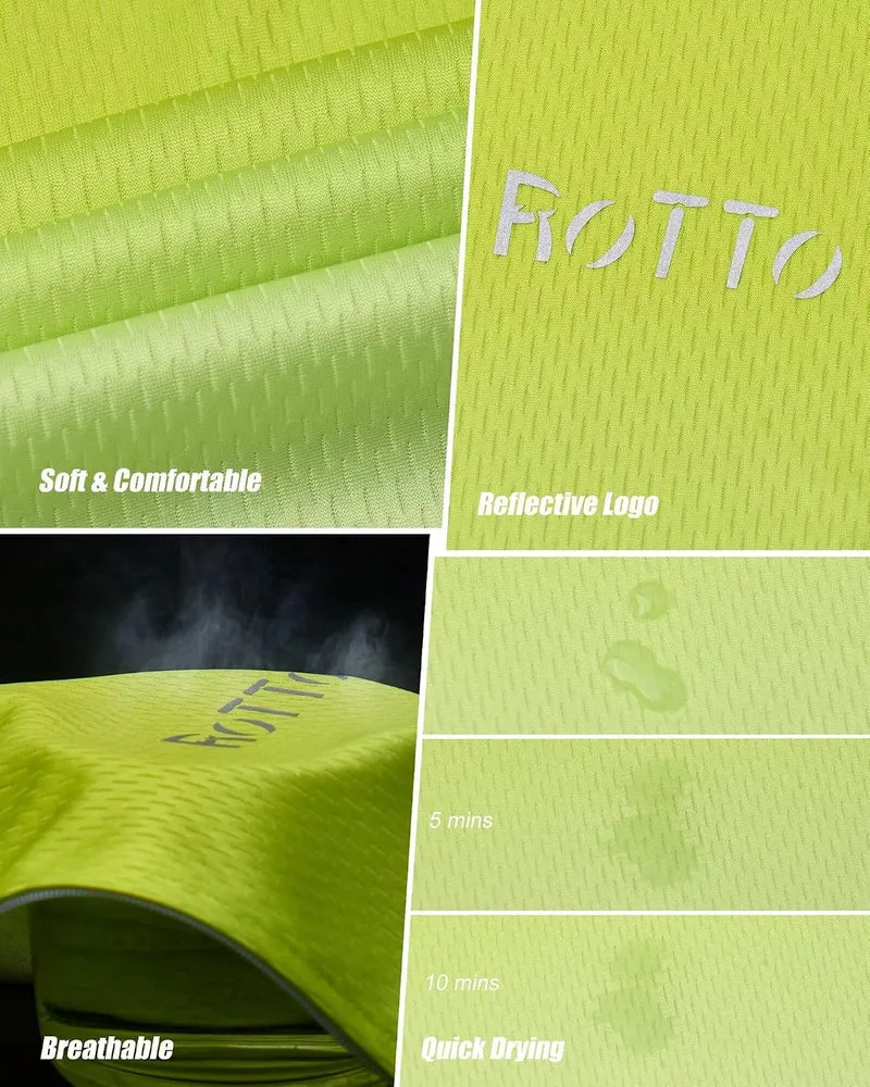 ROTTO Herren Radtrikot Fahrradtrikot Langarm Rennrad Trikot Farbverlauf Reihe S D1 Leuchtendes Grün-