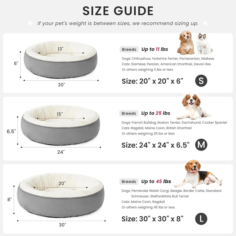 Love's cabin Rundes Katzen- und Hundekissen in Donut-Form, 50,8 cm, Bett für Katzen oder kleine Hund
